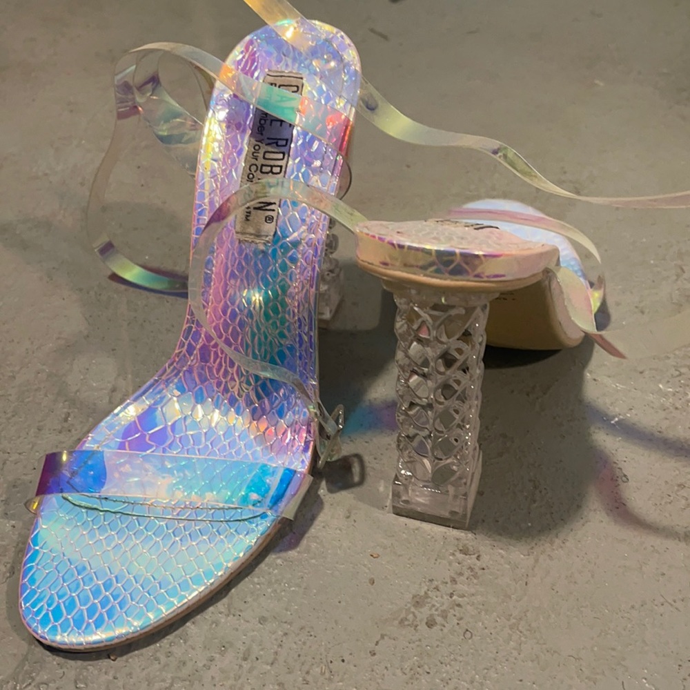 Clear strappy heels